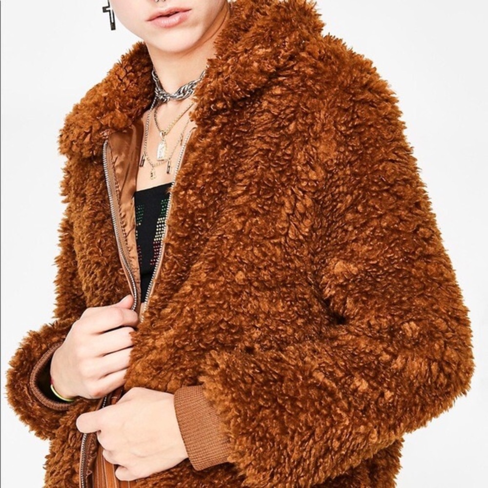 Dolls Kill Settle Down Brown Teddy Coat